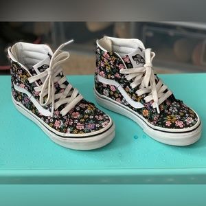 Vans Black Floral High Tops Toddler Size 12